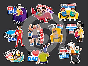 Happy Father`s Day celebration concept with stickers for father`
