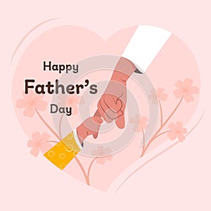 Happy Father`s Day celebration. A hand of child is holding the hand of the dad.