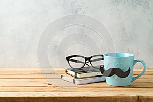 Happy Father`s day concept with coffee mug and business objects