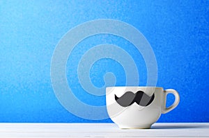 Happy Father`s Day Concept, Coffee Mug with Mustache