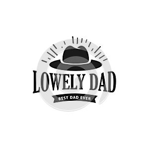 Happy Father s Day Design Collection. Set of black color vintage style Father logo on light grunge background. Vector