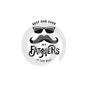 Happy Father s Day Design Collection. Set of black color vintage style Father logo on light grunge background. Vector