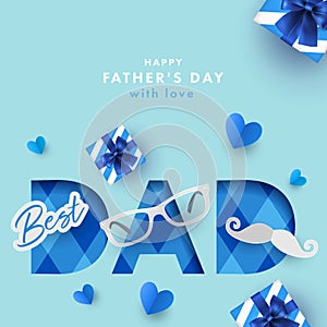 Happy Father`s Day greeting card, banner, poster or flyer modern design template