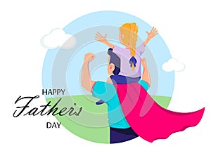 Happy Father`s day greeting card. Father and son