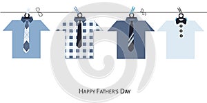 Happy Father's Day greeting card with hanging jacket vector background