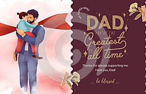 Happy Father\'s day greeting card social media post and banner design, generative ai