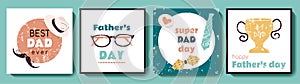 Happy Father`s Day greeting square card set