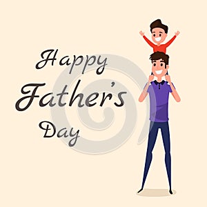 Šťastný Den otců. šťastná rodina. táta účetní malý syn na jeho ramena 