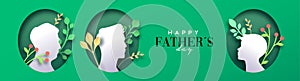 Happy father\'s day papercut card of Grandpa, dad and son