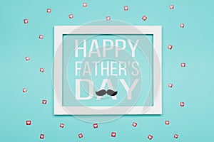 Happy Father`s day Pastel Candy Colours Background. Flat lay minimalism Father day greeting card.