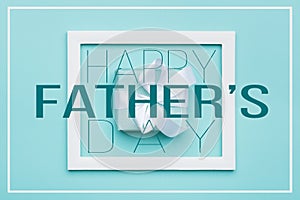 Happy Father`s day Pastel Candy Colours Background. Flat lay minimalism greeting card with picture frame.