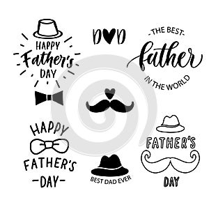 Happy father`s day - setof hand lettering