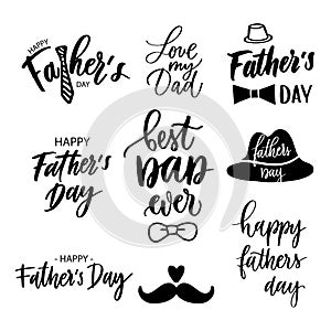 Happy father`s day - setof hand lettering