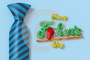 Happy Father`s Day Three dimensional characters 3d rendering for greeting card with clipping path.