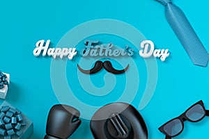 Happy Father`s Day Three dimensional characters 3d rendering for greeting card with clipping path.