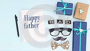 Happy father`s day title appear on paper with gifts - Stop motion