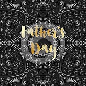 Happy Father`s Day vector greeting card. Gold message