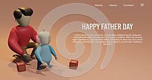 happy fatherday 3d illustration for landing page photo