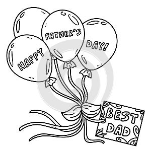 Happy Fathers Day Balloons Isolated Coloring Page photo