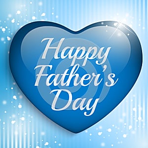 Happy Fathers Day Blue Heart Background