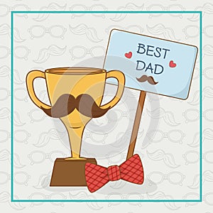 Happy fathers day card with trophy cup