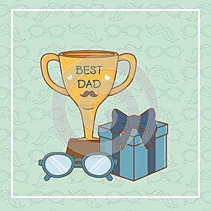 Happy fathers day card with trophy cup