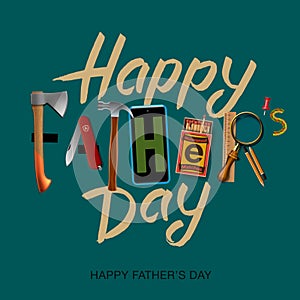 Happy fathers day card, vintage retro design