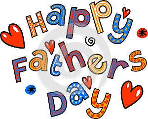 Happy Fathers Day Cartoon Doodle Text photo