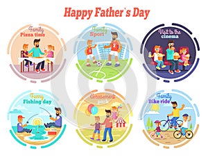 Happy Fathers Day Celebration Set of Illustrations