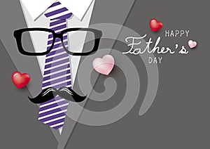 Happy fathers day concept design of necktie and glasses