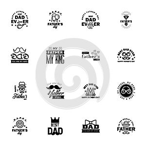 Happy Fathers Day Greeting Card. 16 Black Happy fathers day card vintage retro type font