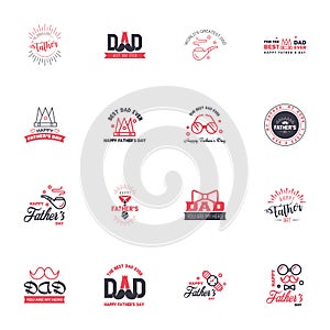 Happy Fathers Day greeting Card 16 Black and Pink Calligraphy. Vector illustration