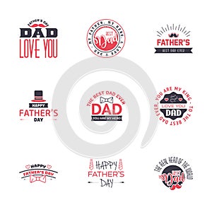 Happy Fathers Day Greeting Card. 9 Black and Pink Happy fathers day card vintage retro type font