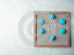 Happy fathers day greeting card with letter board text