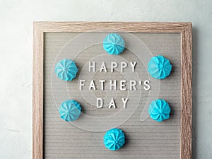Happy fathers day greeting card with letter board text