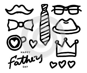 Happy fathers day grunge elements. Vector fathers day sale promotion attributes for poster or banner