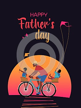 Happy Fathers Day Holiday colorful greeting card