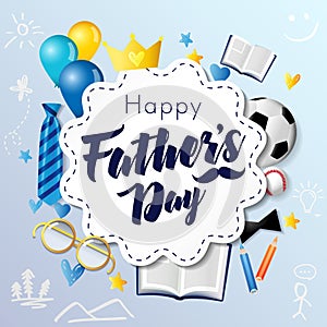 Happy Fathers Day label 3 D elements