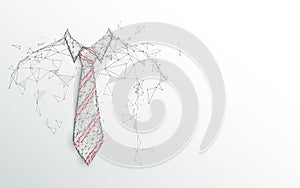 Happy Fathers Day. Necktie and white shirt on white background. Abstract lines, triangles and particle style design