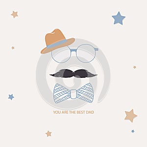 Happy Fathers Day template greeting card. Fathers day Banner, flyer, invitation, congratulation or poster design. Father`s day