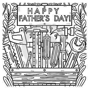 Happy Fathers Day Toolbox Coloring Page for Kids