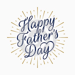 Happy fathers day vintage lettering. Gold abstract