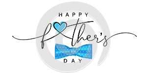 Happy fathers day wishes with heart and blue bow