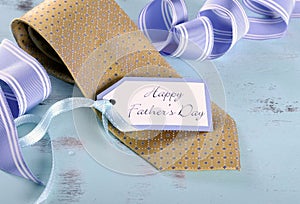 Happy Fathers Day yellow tie with gift tag