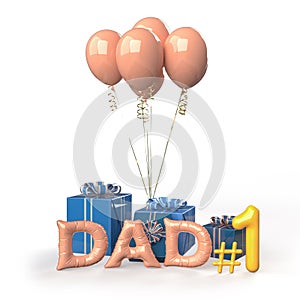 Happy Fatherâ€™s Day with decorate. Concept in Fatherâ€™s Day celebration. 3D rendering