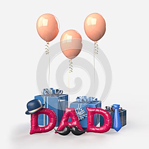 Happy Fatherâ€™s Day with decorate. Concept in Fatherâ€™s Day celebration. 3D rendering