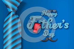 Happy Fatherâ€™s Day Three dimensional characters 3d rendering for greeting card with clipping path.
