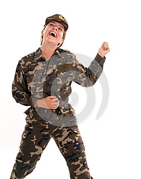 Happy female soldier