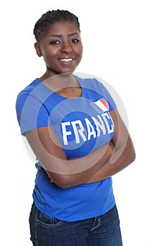 Happy female sports fan from France