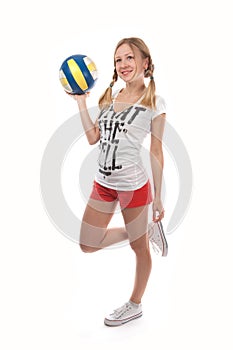 Happy female volleyball player